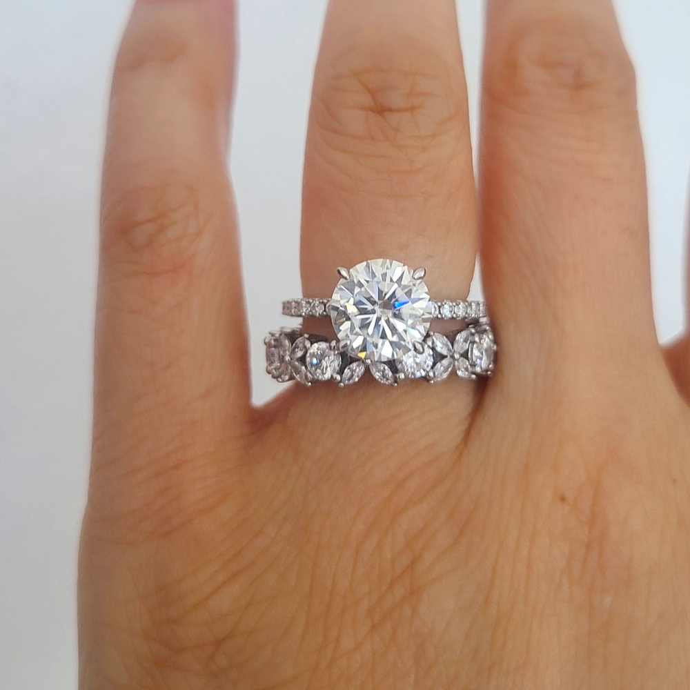 3ct Moissanite Pave Band Engagement Ring size 6